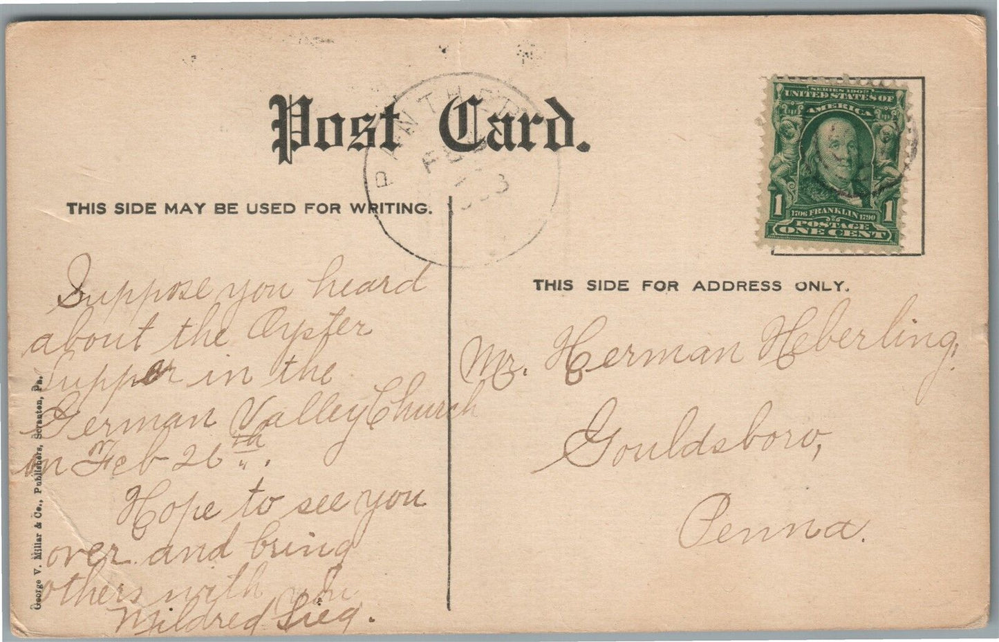 PANTHER PA POST OFFICE ANTIQUE POSTCARD