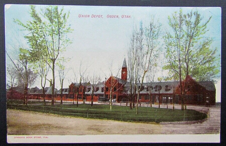VINTAGE POSTCARD UNION RAILROAD DEPOT OGDEN UTAH railway train