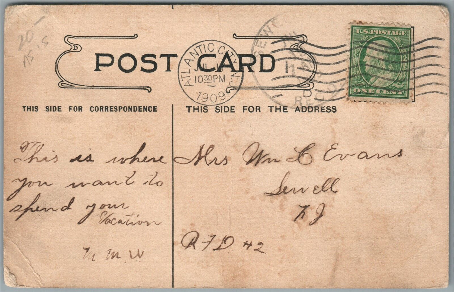 ATLANTIC CITY NJ TENT VILLAGE ANTIQUE POSTCARD