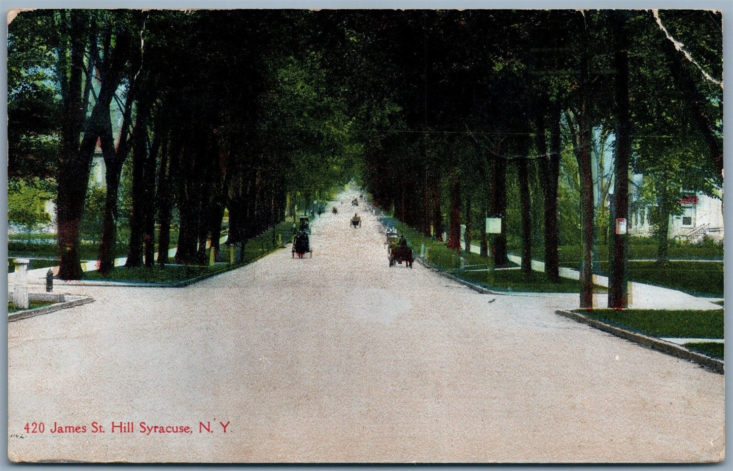 SYRACUSE NY JAMES ST. HILL 1914 ANTIQUE POSTCARD