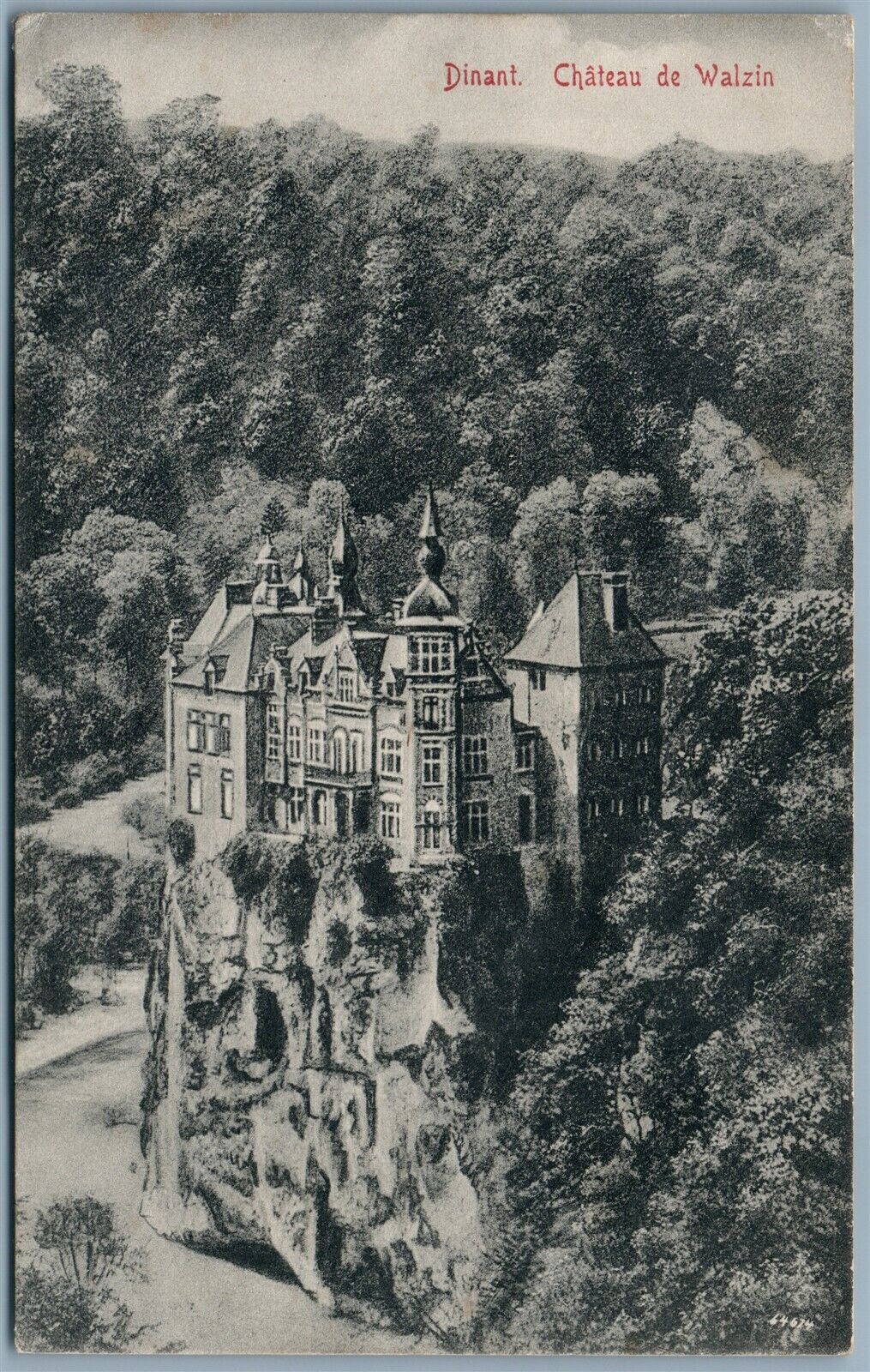 GERMAN WWI FELDPOST 1915 ANTIQUE POSTCARD DINANT CHATEAU DE WALZIN BELGIUM