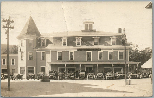 HARDWICK VT HOTEL SCENE wW/ OLD CARS ANTIQUE REAL PHOTO POSTCARD RPPC