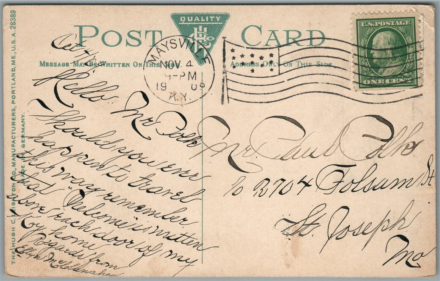 MAYSVILLE ME BIRDS EYE VIEW ANTIQUE POSTCARD