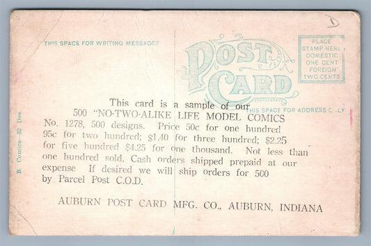 AUBURN IN POST CARD WHOLESALE CO. ADVERTISING ANTIQUE COMIC POSTCARD