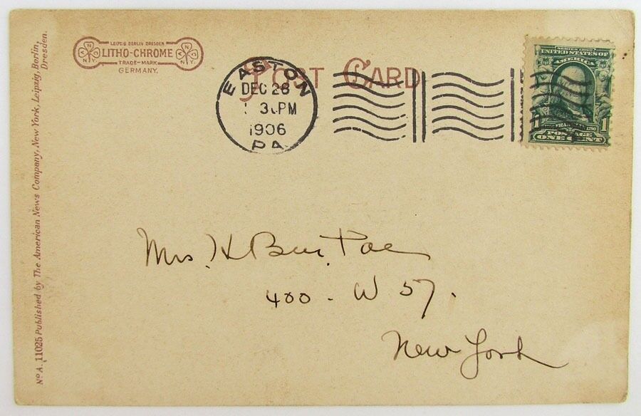 ANTIQUE 1906 UNDIVIDED POSTCARD SOLDIERS & SAILORS MONUMENT EASTON PA