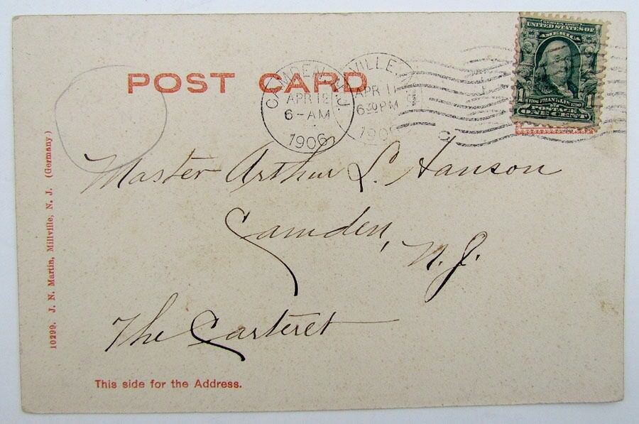 VINTAGE 1906 POSTCARD - BOAT HOUSES UNION LAKE POND MILLVILLE NJ NEW JERSEY