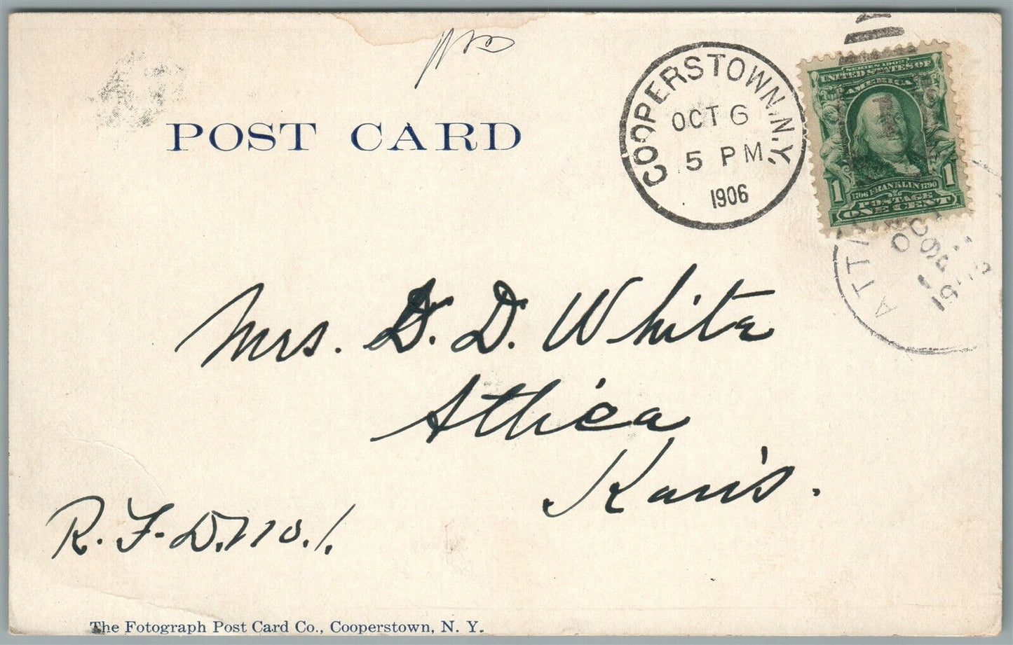 COOPERSTOWN NY OTSEGO LAKE PARK ANTIQUE POSTCARD