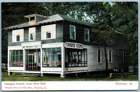 WATERLOO IA CEDAR RIVER PARK CHATAGUA GROUND ANTIQUE POSTCARD