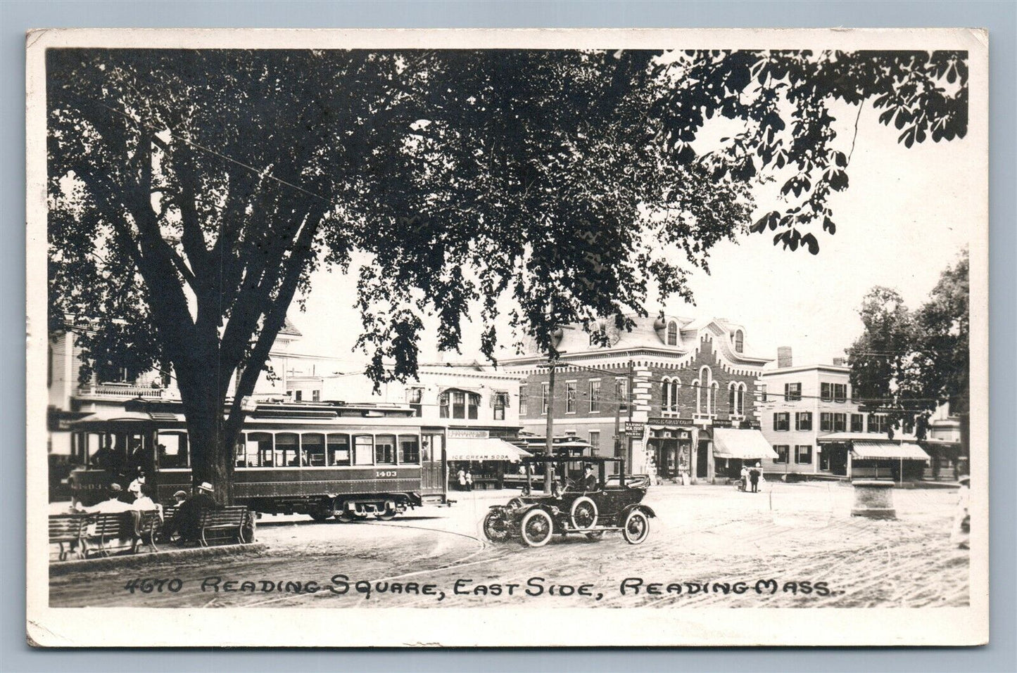 READING MA SQUARE ANTIQUE REAL PHOTO POSTCARD RPPC