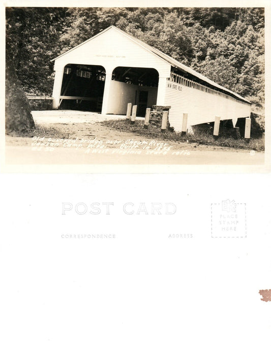 CHEAT RIVER DAWSON CAMP W.VA COVERED BRIDGE ANTIQUE REAL PHOTO POSTCARD RPPC