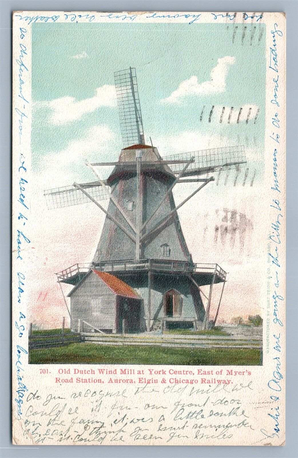 YORK CENTRE IL OLD DUTCH WIND MILL ANTIQUE POSTCARD
