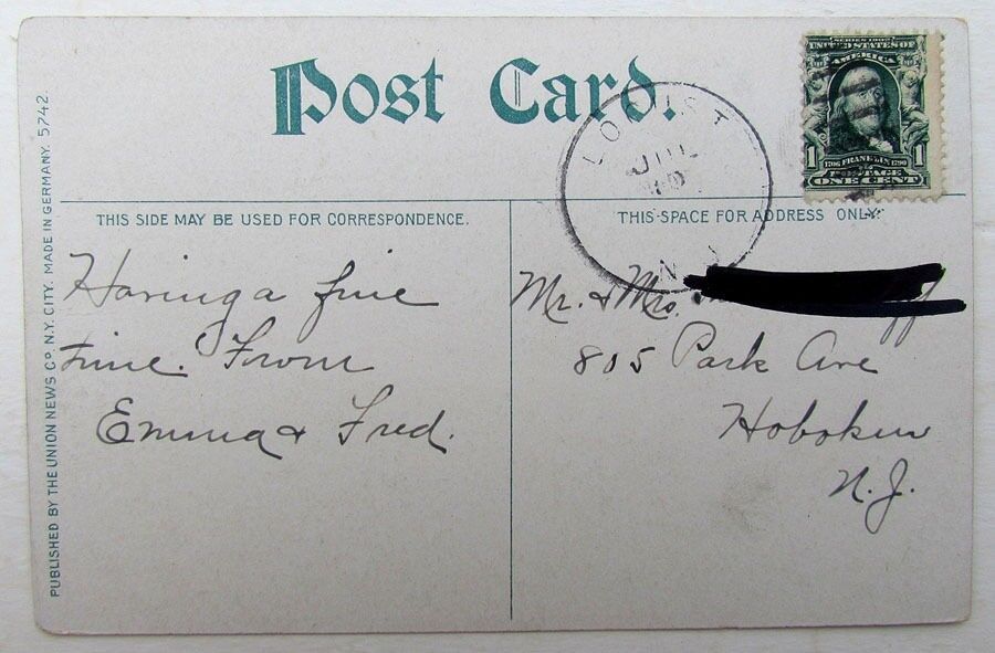 VINTAGE POSTCARD HIGHLANDS NJ NAVESINK AVE. street scene New Jersey