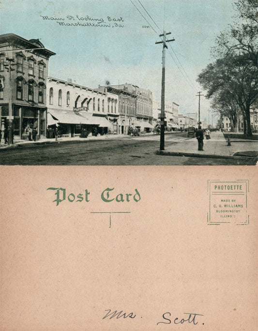 MARSHALLTOWN IA MAIN STREET ANTIQUE POSTCARD