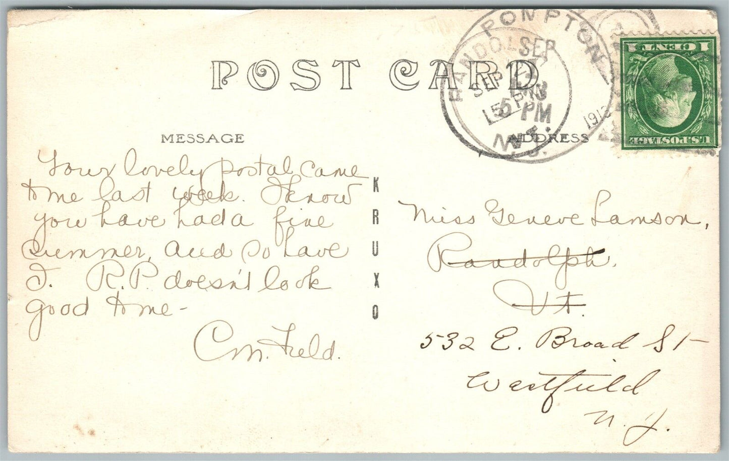 POMPTON LAKES NJ CEDAR CLIFF 1913 ANTIQUE REAL PHOTO POSTCARD RPPC
