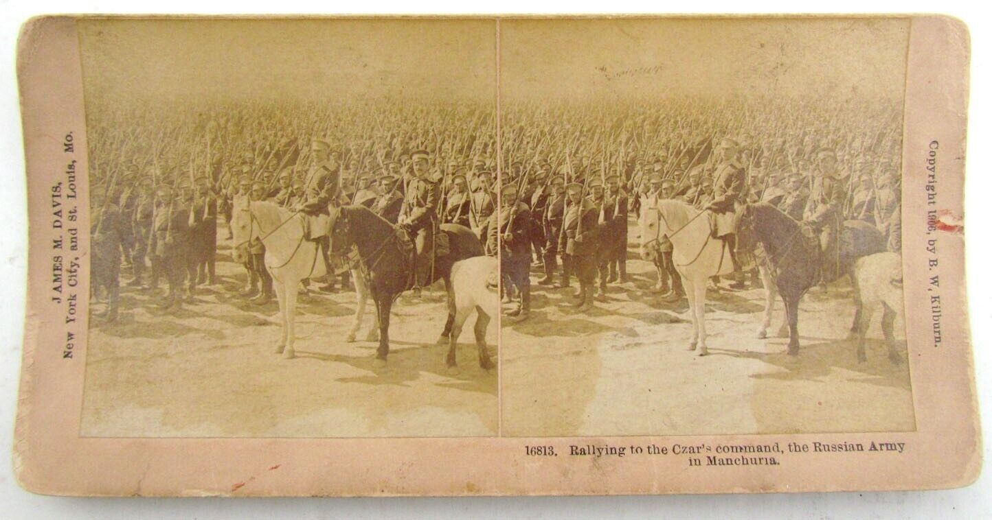 RUSSO-JAPANESE WAR RUSSIAN ARMY IN MANCHURIA ANTIQUE STEREVOIEW PHOTO
