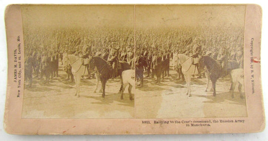 RUSSO-JAPANESE WAR RUSSIAN ARMY IN MANCHURIA ANTIQUE STEREVOIEW PHOTO