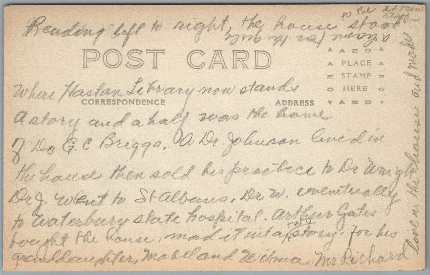 FRANKLIN VT HASTON LIBRARY ANTIQUE REAL PHOTO POSTCARD RPPC