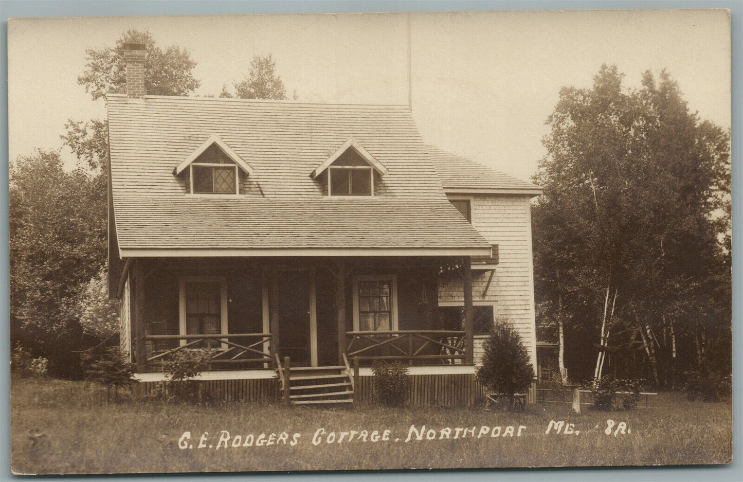 NORTHPORT ME G.E.ROGERS COTTAGE ANTIQUE REAL PHOTO POSTCARD RPPC