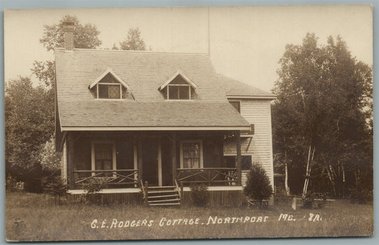 NORTHPORT ME G.E.ROGERS COTTAGE ANTIQUE REAL PHOTO POSTCARD RPPC