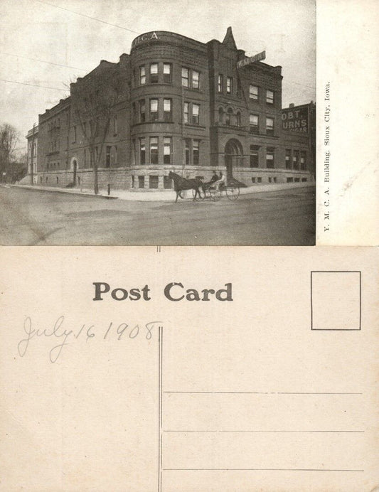 SIOUX CITY IA Y.M.C.A. BUILDING ANTIQUE POSTCARD