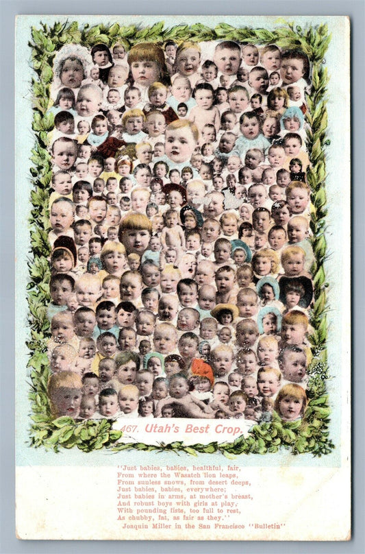 UTAH'S BEST CROP MULTI BABIES ANTIQUE POSTCARD
