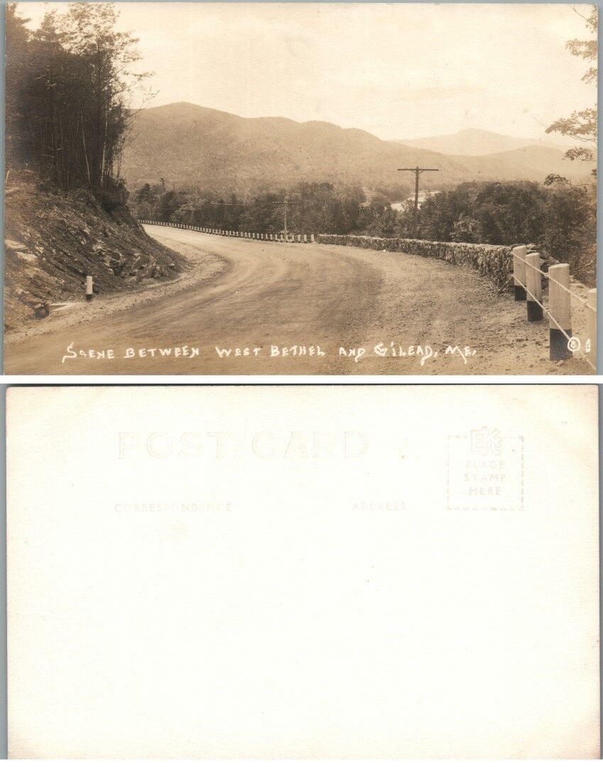 SCENE BETWEEN WEST BETHEL & GILEAD ME ANTIQUE RPPC REAL PHOTO POSTCARD