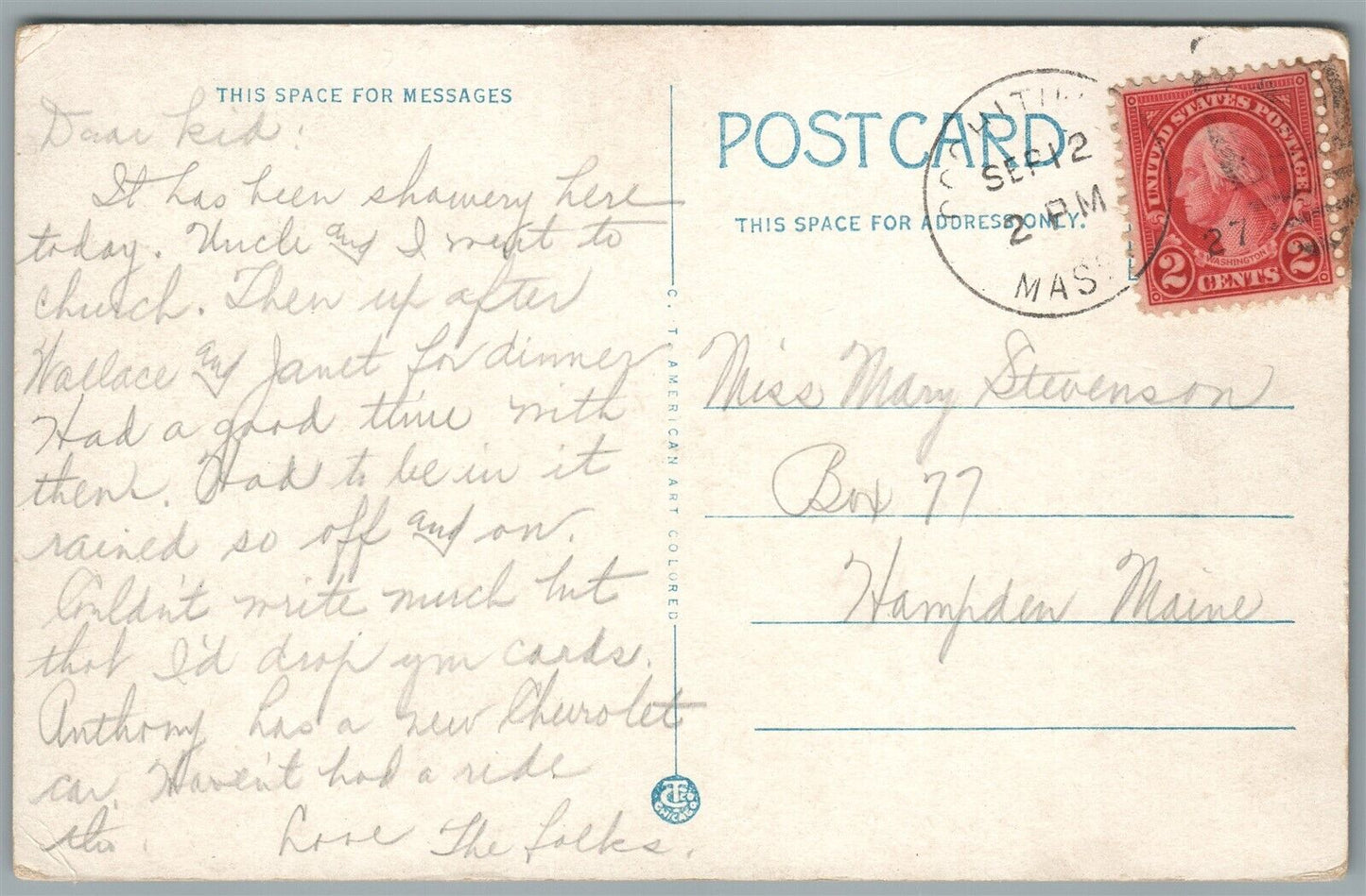 NATICK MA WEST CENTRAL STREET ANTIQUE POSTCARD