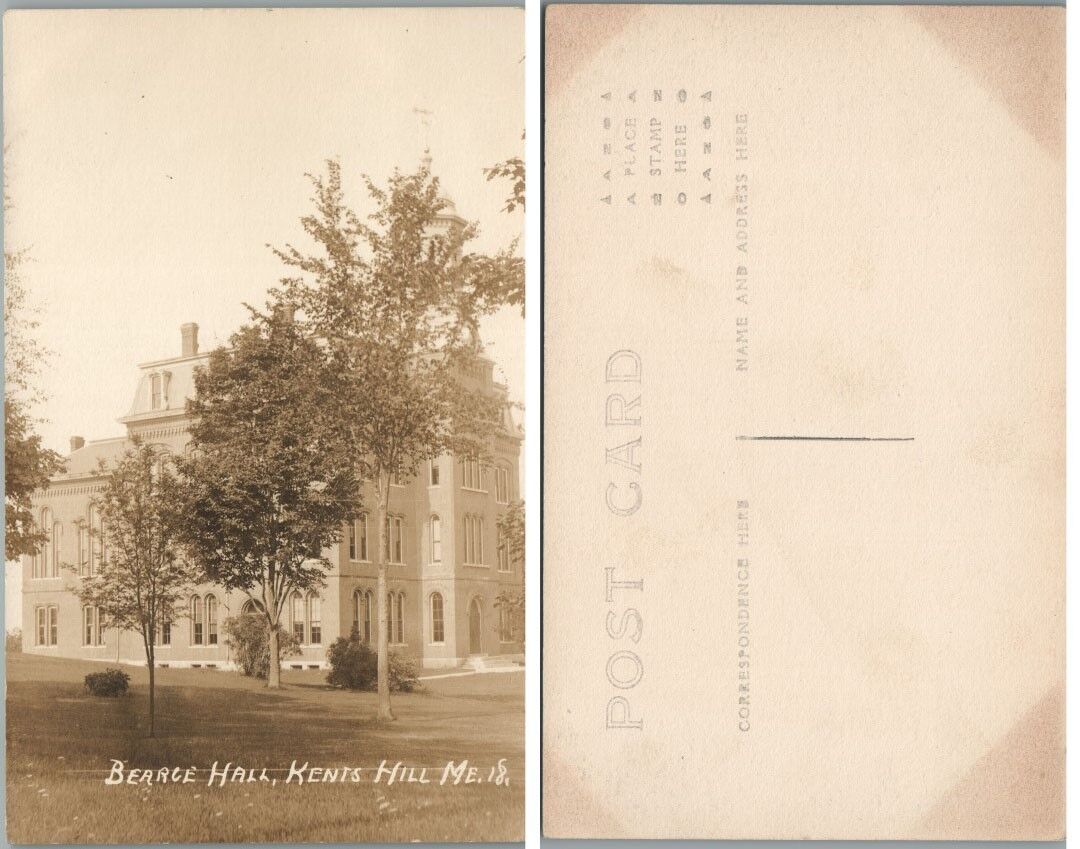 BEARCE HALL KENTS HILL MAINE ANTIQUE RPPC REAL PHOTO POSTCARD