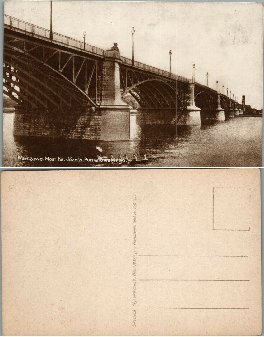 VINTAGE POLISH RPPC REAL PHOTO POSTCARD PRINCE PONIATOWSKI BRIDGE WARSAW POLAND