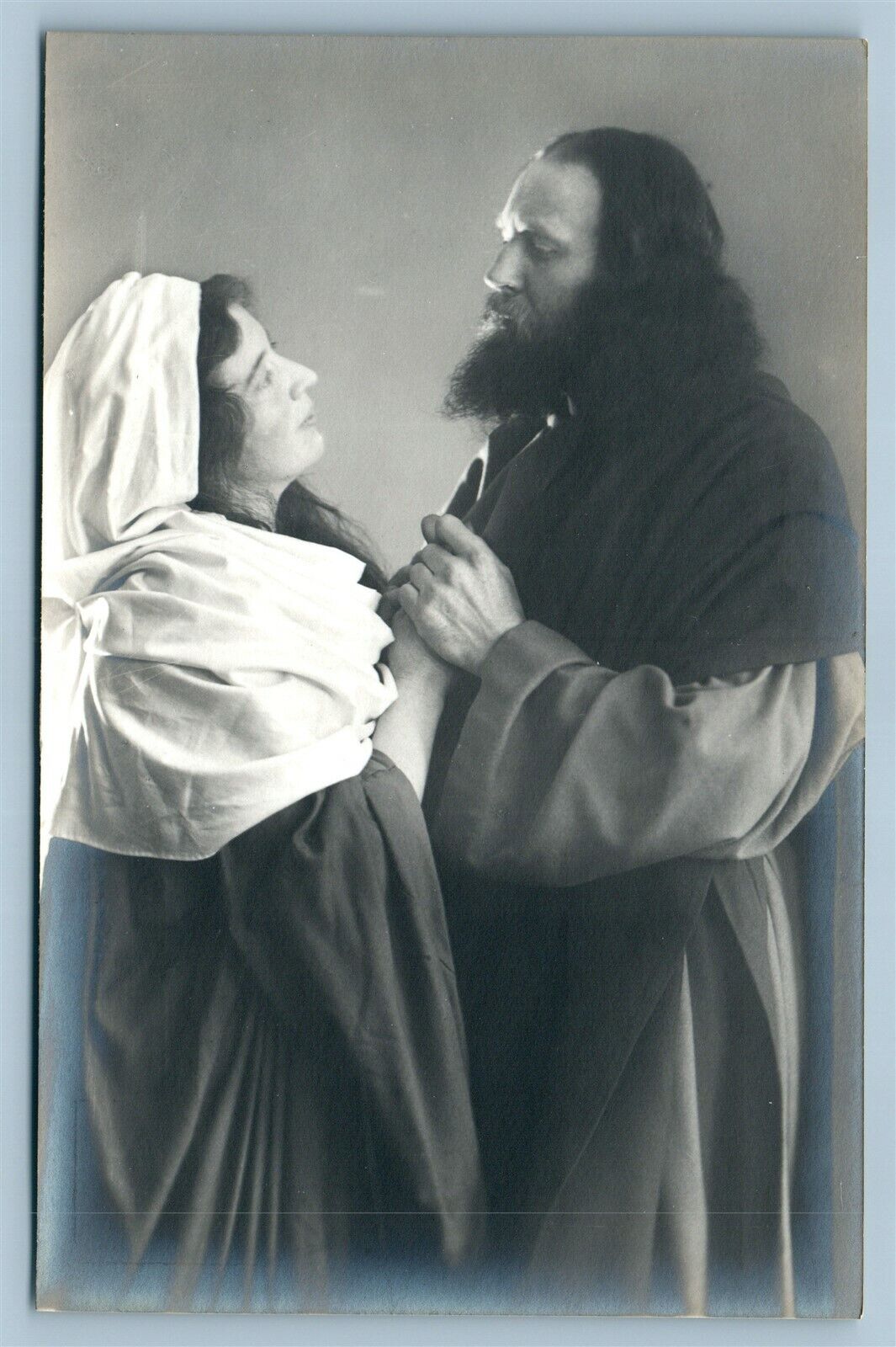 OBERAMMERGAU PASSION PLAY GERMANY ANTIQUE REAL PHOTO POSTCARD RPPC JESUS & MARIA
