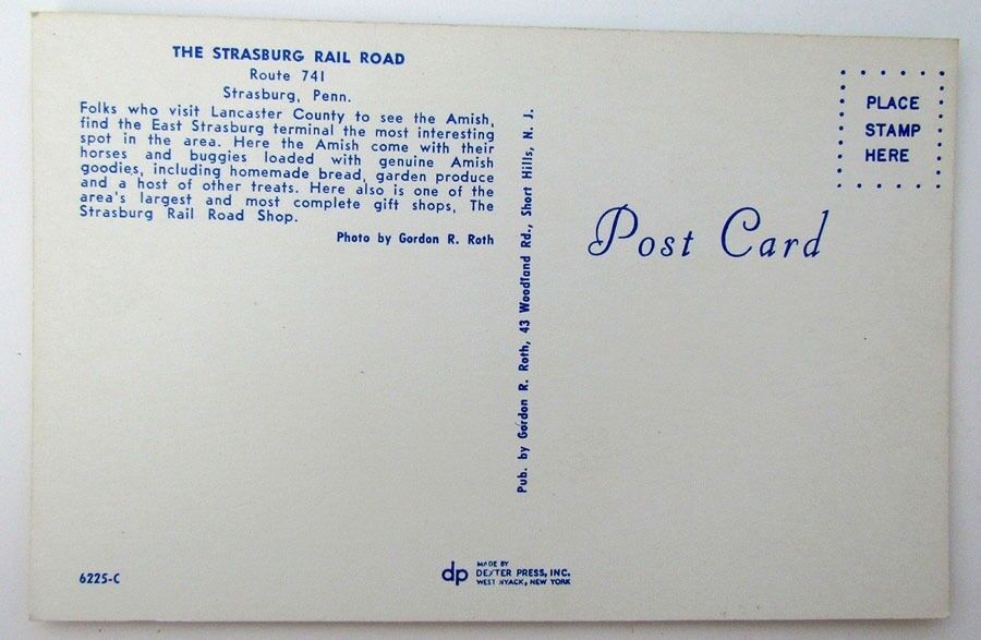 VINTAGE POSTCARD RAILROAD STATION STRASBURG PA LANCASTER COUNTY train railway