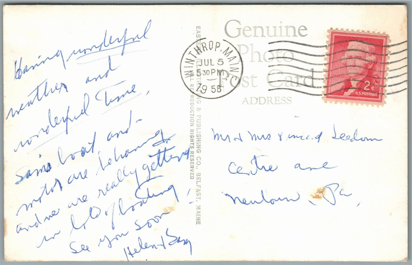 READFIELD DEPOT ME VIEW FROM DIXON'S COTTAGES VINTAGE REAL PHOTO POSTCARD RPPC