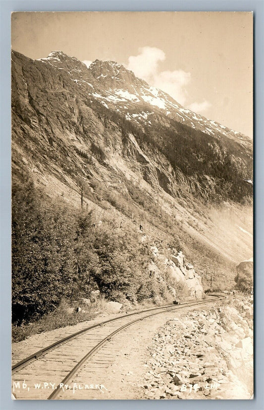 W.P.Y. RAILROAD ALASKA VINTAGE REAL PHOTO POSTCARD RPPC RAILWAY