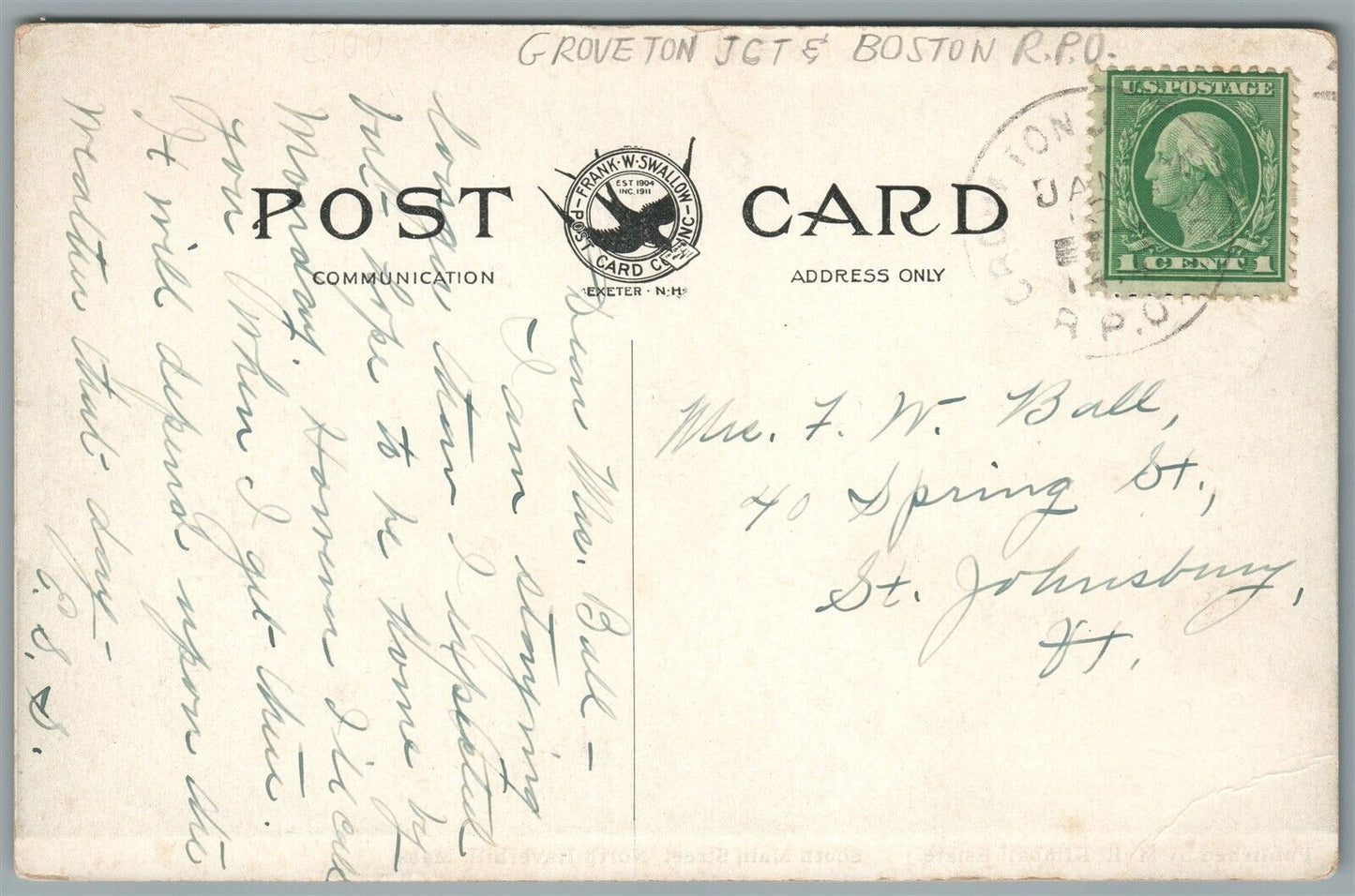 NORTH HAVERHILL MA SOUTH MAIN STREET ANTIQUE POSTCARD