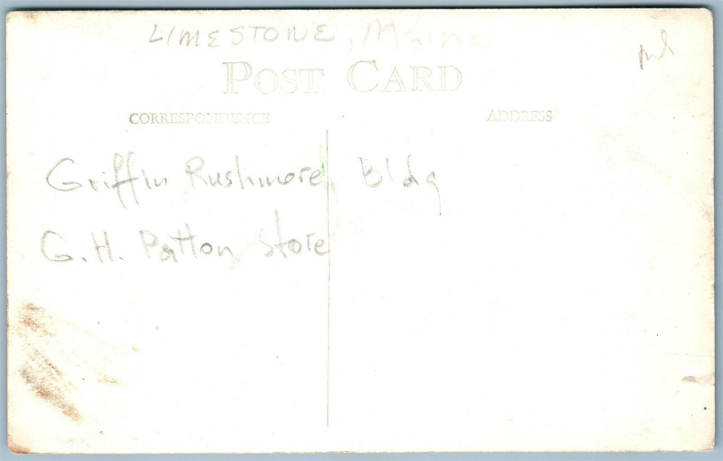 LIMESTONE ME GRIFFIN RUSHMORE BLDG PATTON STORE ANTIQUE REAL PHOTO POSTCARD RPPC