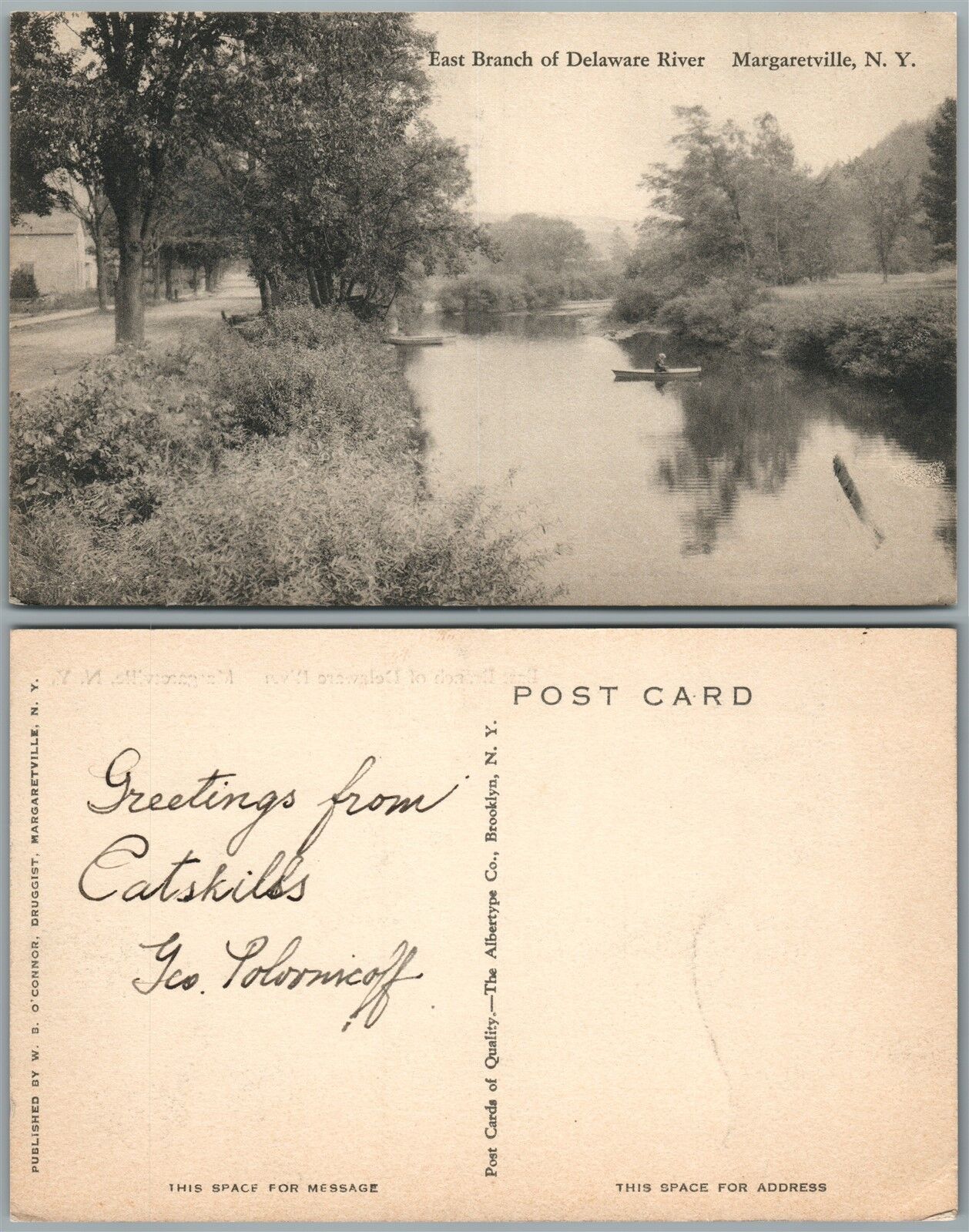MARGARETVILLE N.Y. DELAWARE RIVER ANTIQUE POSTCARD