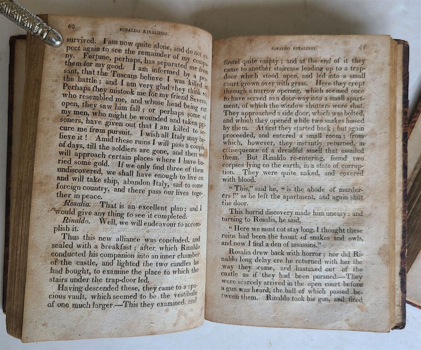 1824 HISTORY of RINALDO RINALDINI CAPTAIN of BANDITTI 2 VOLS antique AMERICANA