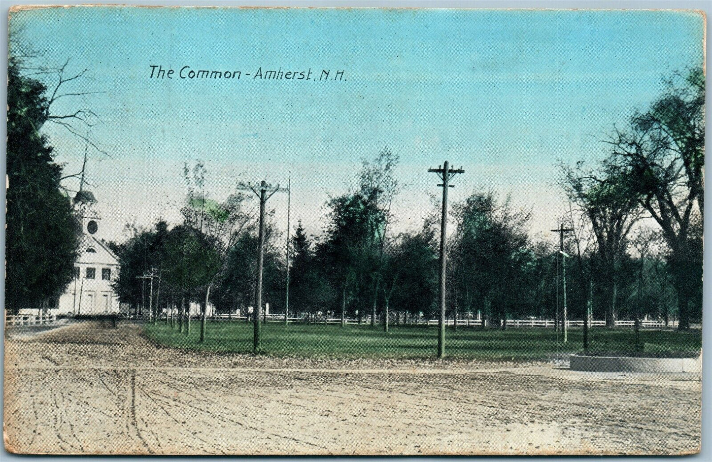 AMHERST NH THE COMMON ANTIQUE POSTCARD