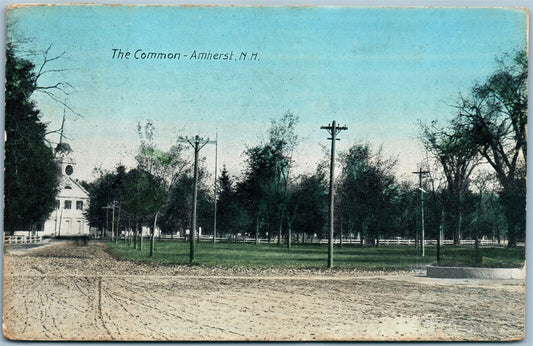 AMHERST NH THE COMMON ANTIQUE POSTCARD