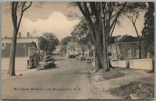 WOLFEBORO NH LAKE WINNIPESAUKEE MAIN STREET ANTIQUE POSTCARD