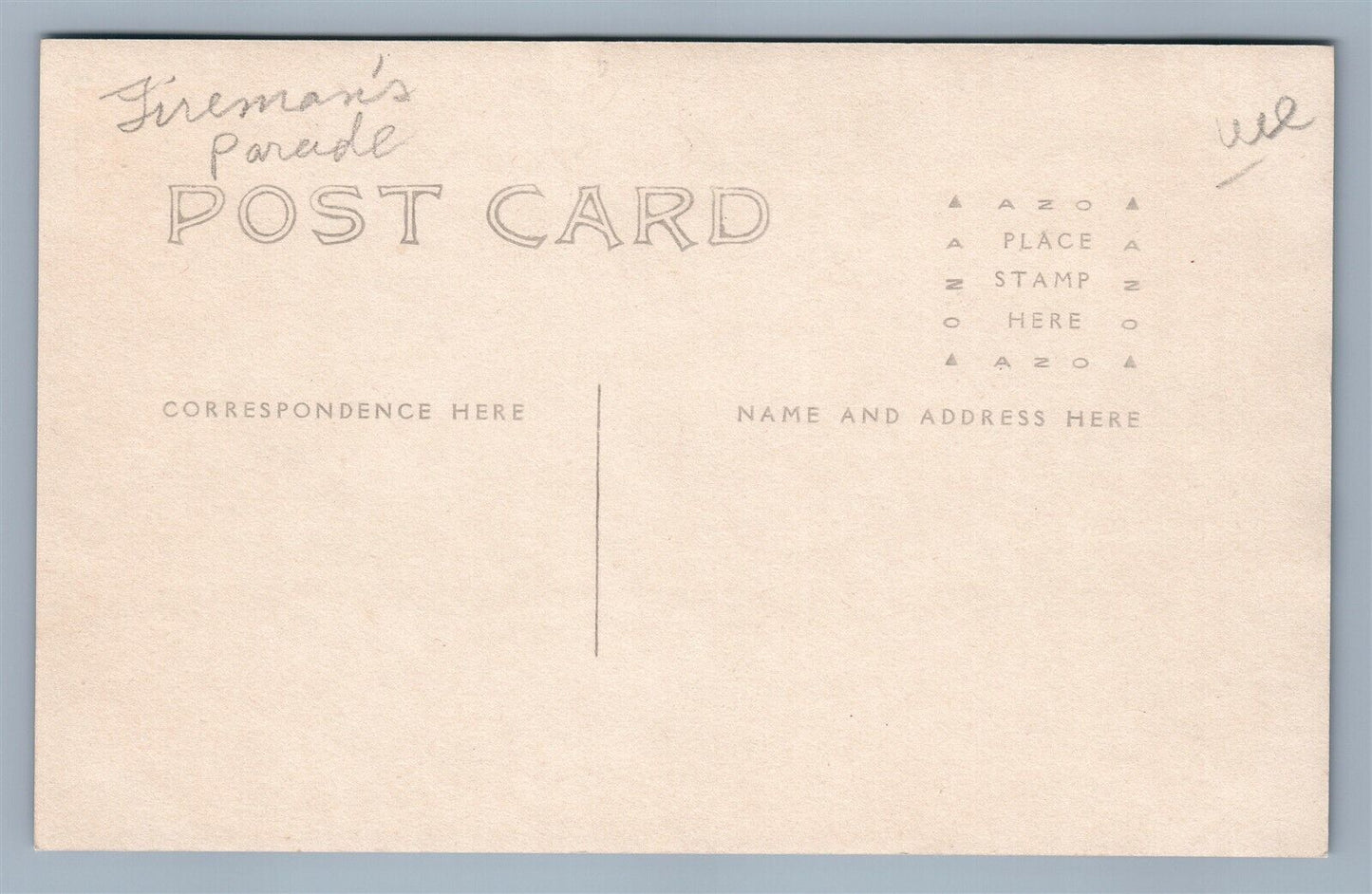 FIREMAN'S PARADE REAL PHOTO POSTCARD ANTIQUE RPPC