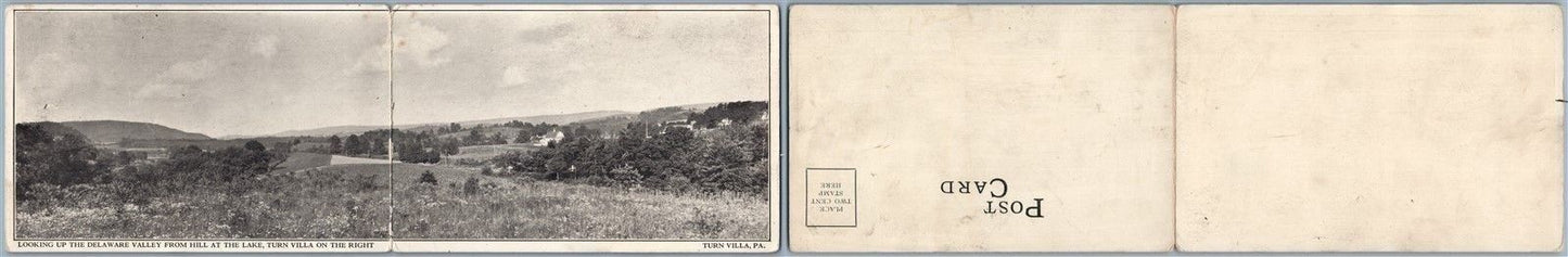 DELAWARE VALLEY PA ANTIQUE PANORAMIC DOUBLE POSTCARD