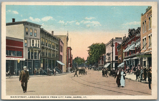 BARRE VT MAIN STREET LOOKING NORTH ANTIQUE POSTCARD