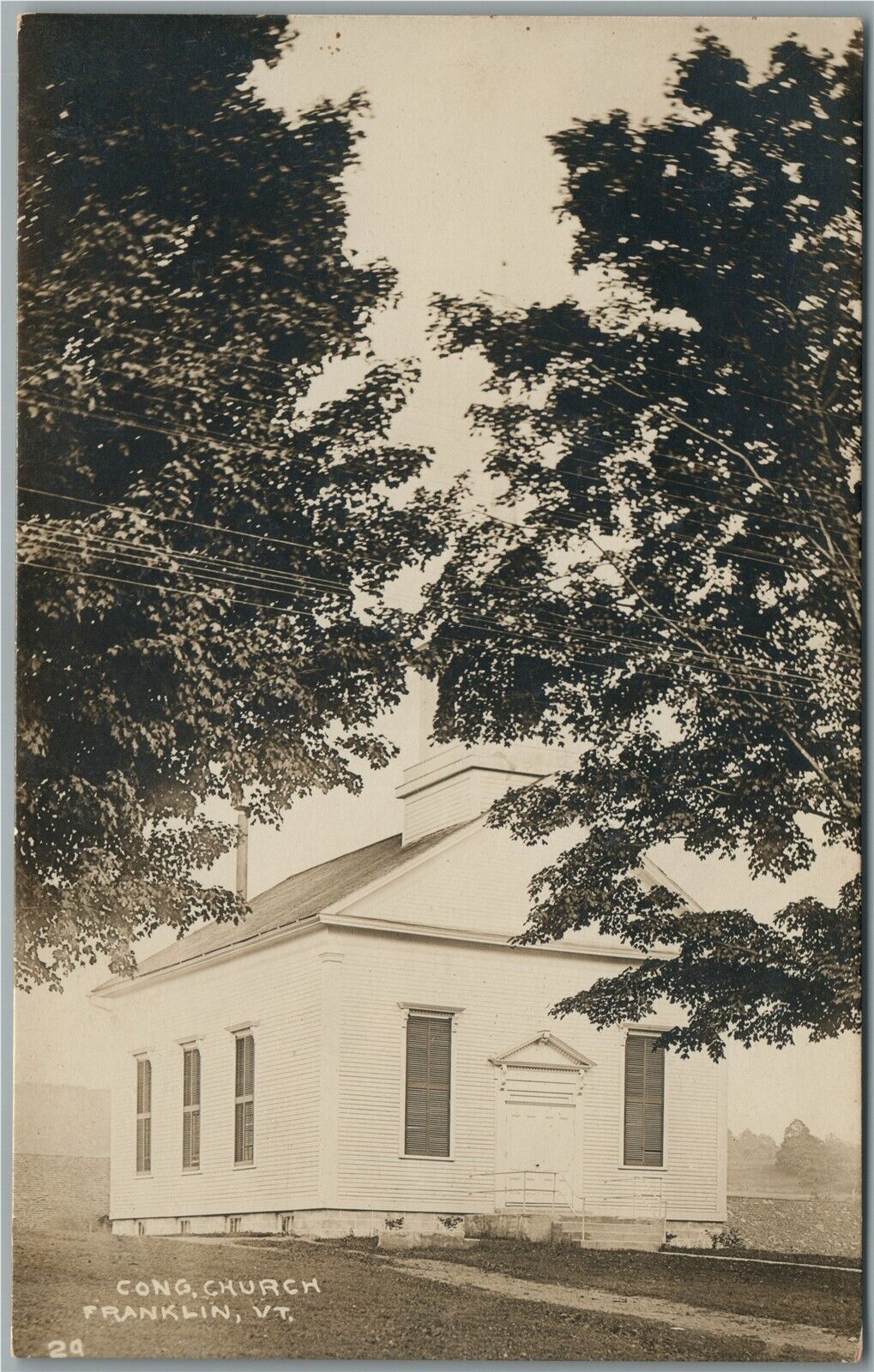 FRANKLIN VT CONG. CHURCH ANTIQUE REAL PHOTO POSTCARD RPPC