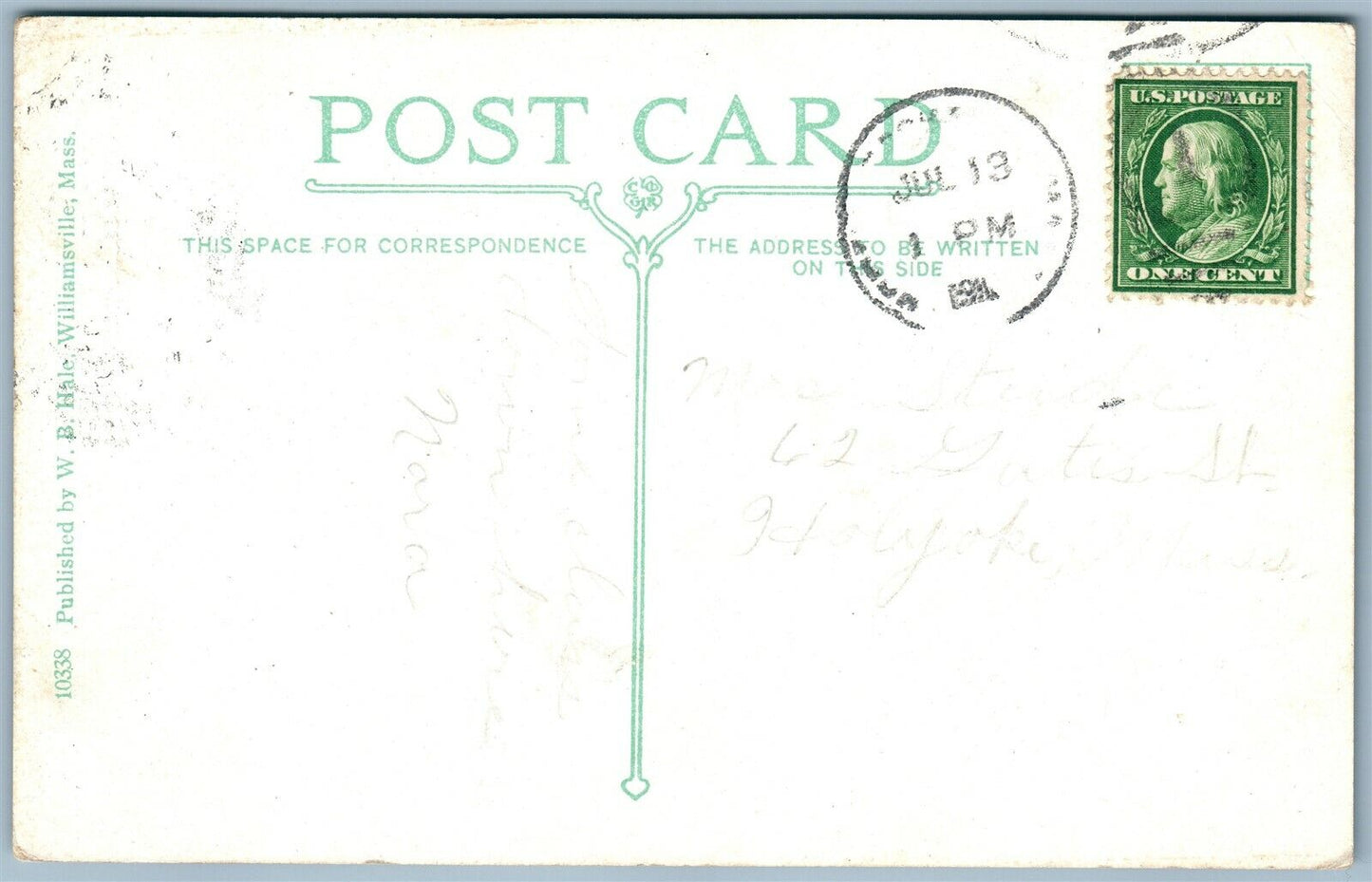 NORTH BROOKFIELD MA SCHOOL STREET ANTIQUE POSTCARD