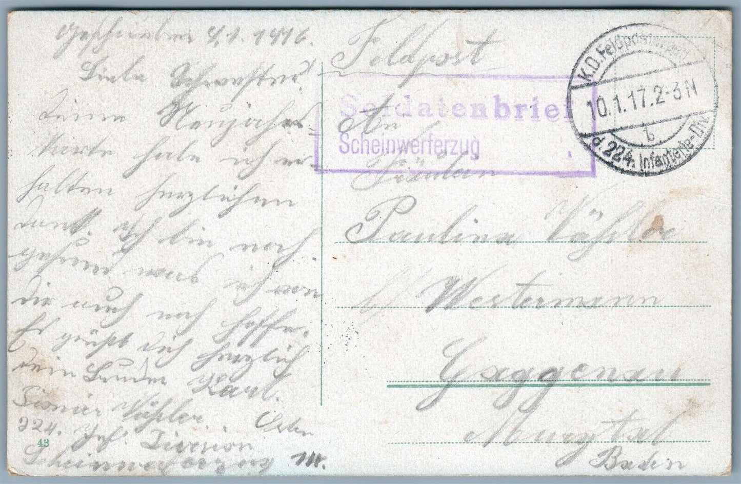 POLISH KINGDOM VIEW  FISHING SCENE 1917 ANTIQUE POSTCARD GERMAN WWI FELDPOST