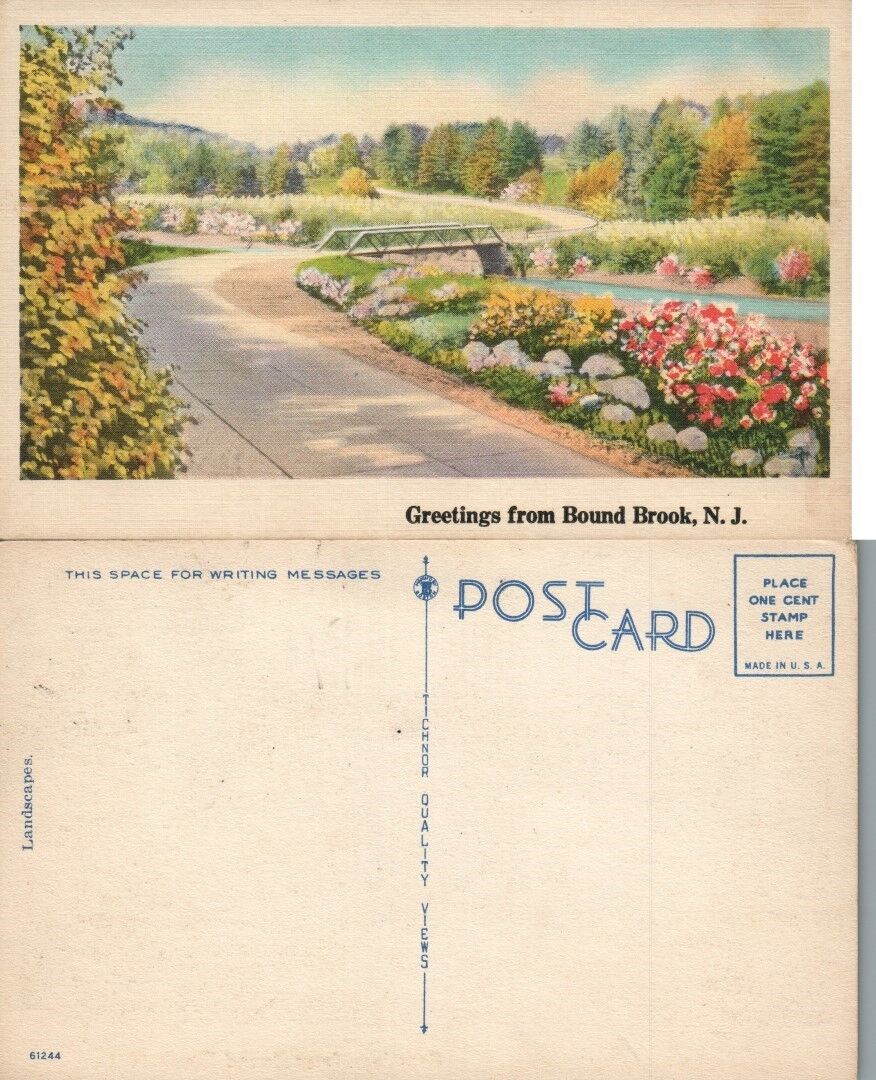 BOUND BROOK N.J. GREETINGS VINTAGE POSTCARD