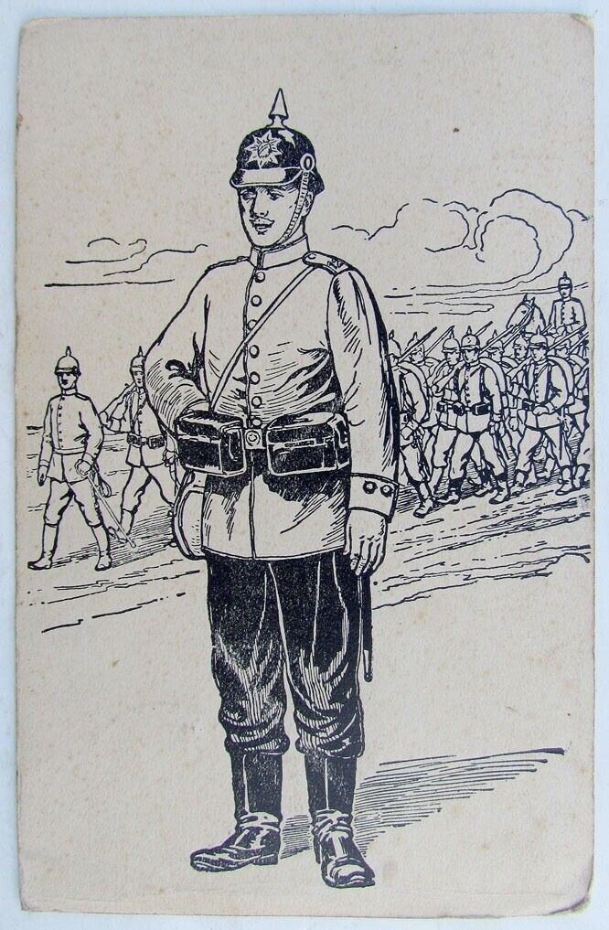 WWI 1916 MILITARY GERMAN FELDPOST POSTCARD SOLDIER UNIFORM PICKELHAUBE