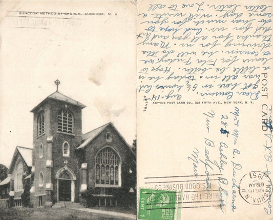 SUNCOOK N.H. METHODIST CHURCH 1951 VINTAGE POSTCARD