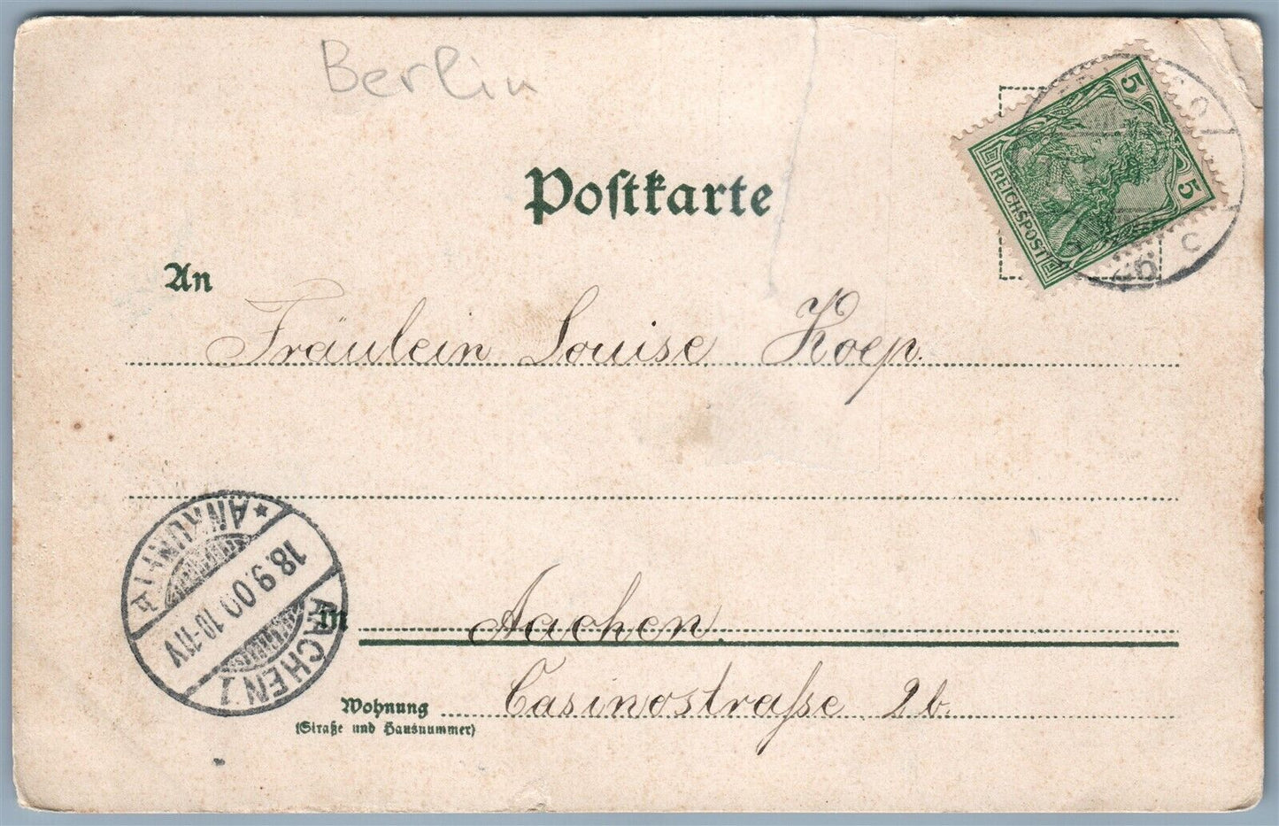 BERLIN GERMANY GRUSS AUS DEM GRUNEWALD 1900 ANTIQUE POSTCARD